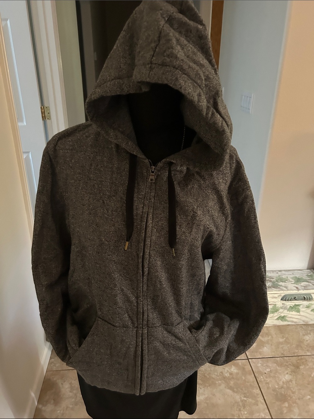 H&M Dark Gray Hooded Zip-Up Sweater